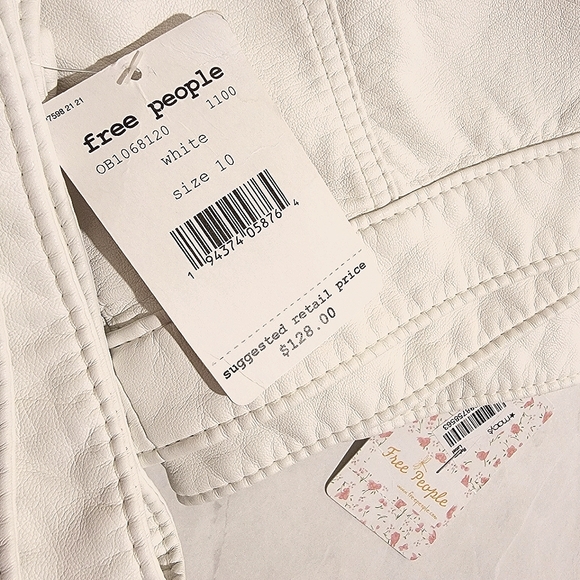 Free People White Faux Leather High Rise Ankle Zip Moto Pants NWT - Picture 7 of 15